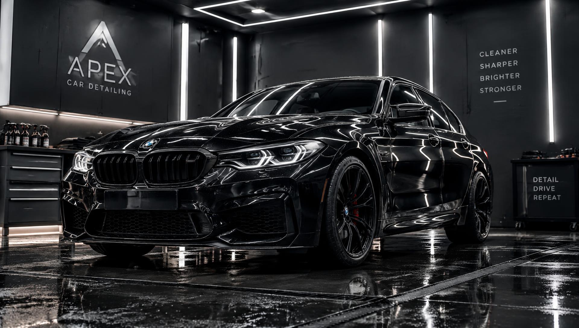 Carro premium em estúdio de estética automotiva